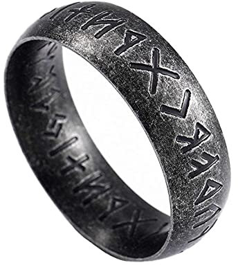 TQWSVUM Männer Edelstahl Elder Futhark Viking Ring, Nordic Runic Band Ring, Unisex Fashion Punk Gothic Celtic Pagan Hochzeit Daumenringe Schmuck