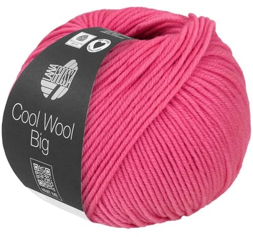 LANA GROSSA Cool Wool Big | Extrafeine Merinowolle waschmaschinenfest und filzfrei | Handstrickgarn aus 100% Schurwolle (Merino) | 50g Wolle zum Stricken & Häkeln | 120m Garn FB 1032