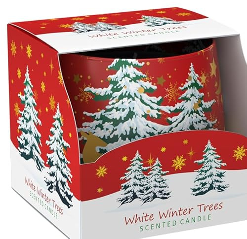 LivuX Duftkerze im Glas Winter Trees – Frisch-waldiger Duft – Aromakerze 100g – ca. 25h Brenndauer – Ø 7,5 cm – Winterliche Waldluft – 1340