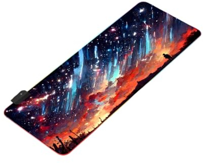 Laikoutd Maus Pad Computer Laptop Anime Keyboard Mausmatte Großer Mousepad Tastatur Gaming Dekorakion Schreibtisch Mit LED Anime Gaming Desk