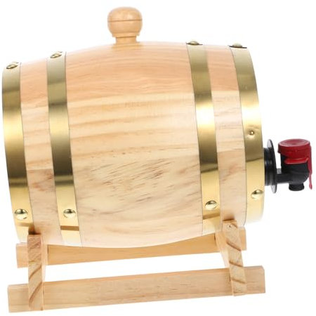 Cabilock 1 Satz Holzfass für Bier und Wein Lagerbehälter mit Hahn und Holzständer für Party Bar Dekoration für Weinliebhaber