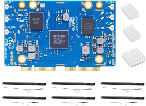 youyeetoo Banana Pi BPI-R4 Lite Router - OpenWrt, MT7987A Chip, 2GB DDR4, 2.5G SFP & RJ45 WAN, 4X 1G LAN, Network Connectivity Industrial Single Board Computer (WiFi 7 Modul mit 6xANT | BE14)