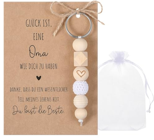 Otuuz Danke Geschenk für Frauen Glück Holz Schlüsselanhänger Mit Glückskarten Glücksbringer Schlüsselring Dankeschön Geburtstagsgeschenk für Tante Freundin Oma Mutter Schwester Weihnachten Geschenke