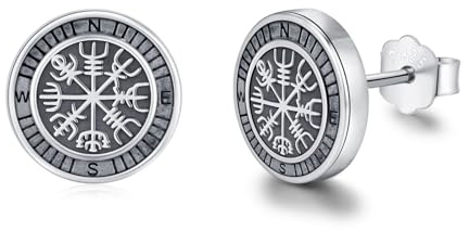 REDSUN Wikinger Ohrringe für Damen Herren,925 Sterling Silber Kleine Ohrringe Hypoallergen Schmuck für Mädchen Runde Ohrstecker Hypoallergen für Männer Frauen Unisex Jungen