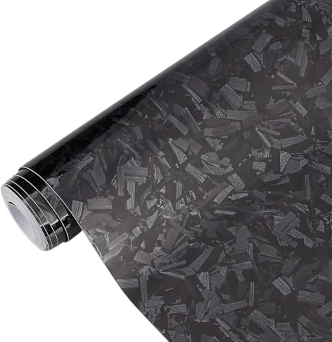 BENECREAT - Rollo de vinilo de fibra de carbono forjada negro de 3 m x 30 cm / 10 pies x 1 pie, película de vinilo PVC para coche, adhesivo auto DIY para coche, vehículo, motocicleta