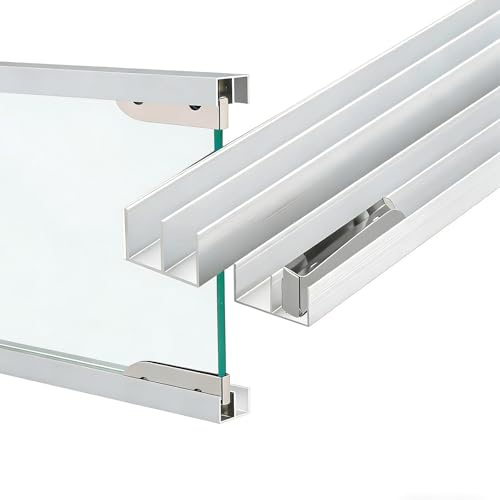 Rail Porte Coulissante avec Galets, Kit Double Rail Aluminium pour Panneaux Verre Bois 3mm, Système Coulissant pour Placard Armoire(150cm/59)