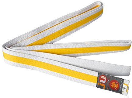 Ju-Sports Budogürtel - weiß/gelb/weiß, Baumwolle I Kampfsport Gürtel Für Budo-Sportarten, Judo, Karate uvm. I Ca. 4 cm breiter Martial Arts Gürtel I 280 cm