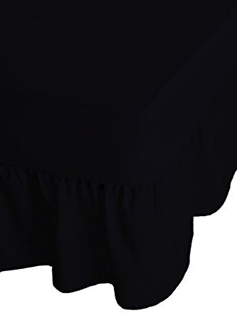 Gaveno Cavailia Luxury Non-Iron PERCALE VALANCE Sheet, Poly-Cotton, Black , Double