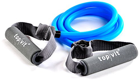 Bodytrainer, Fitnessband, Fitness Tube, Gymnastikband mit Schaumstoffgriffen, ca. 140cm lang
