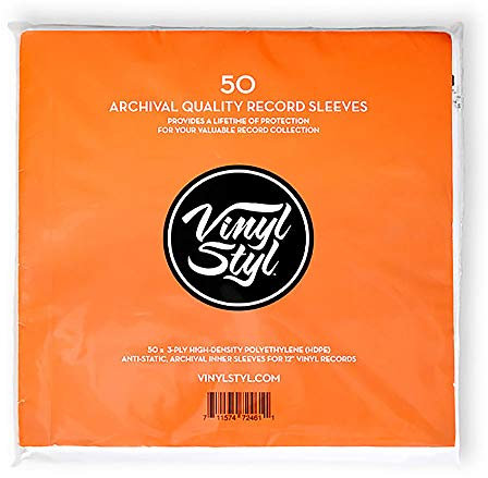 Vinyl Styl® Fundas Interiores de Calidad de Archivo de Discos de Vinilo de 12 Pulgadas, Paquete de 50