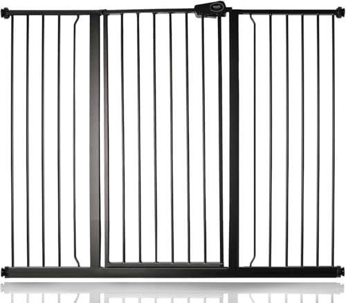Safetots Extra Tall Metal Safety Gate Pressure Fit, 120.3cm - 127.9cm, Matt Black, 104cm in Height, Extra Tall Stair Gate, Tall Baby Gate, Easy Installation