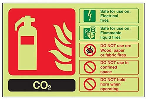 VSafety Panneau extincteur en vinyle autocollant avec dioxyde de carbone et dioxyde de carbone 200 mm x 150 mm