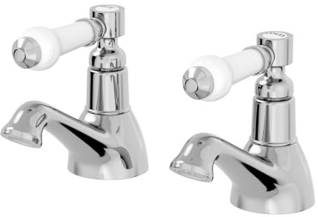 Architeckt® Winchester Bathroom Bath Pillar Tap Set Pair Round Single Lever Handle for Bathtub Traditional, Chrome