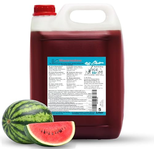 ICE BÄR Slush Sirop 12 variétés fruitées 5 litres de concentré | saveur pastèque | Slushy Maker Ice pour machine à glace pour le bricolage de boisson sirop