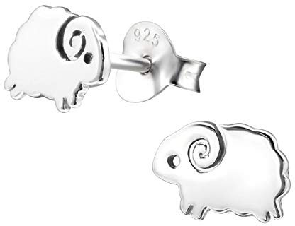 Laimons Mädchen-Ohrstecker Schaf Ziege Bock oxidiert 12x5mm aus Sterling Silber 925
