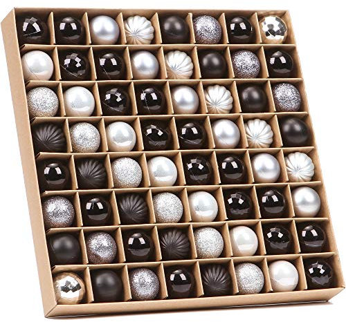Sea Team 64-Pack Mini Christmas Ball Ornaments with Strings, 30mm/1.18-Inch Small Baubles, Shatterproof Plastic Christmas Bulbs, Hanging Decorations for Xmas Tree, Wreath, Garland (Black)