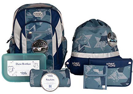 School-Mood Loop Air+ Schulrucksack Set 7 Teile Fiete Rennwagen Blau für Jungen und Mädchen Schulranzen in der Grundschule