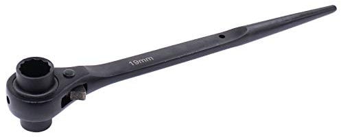 HouYeen Ratchet Podger Spanner Scaffold Steel 17mm 19mm 2 Way Wrench Tool Black Double Sided