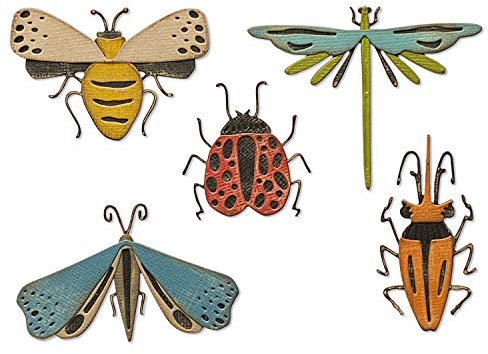 Sizzix Thinlits Stanzschablonen 5PK Funky Insekten von Tim Holtz, 665364, Kunststoff, Mehrfarbig, Einheitsgröße