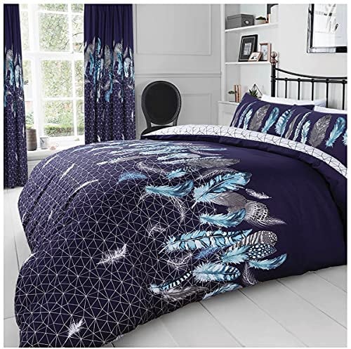 GC GAVENO CAVAILIA Premium Printed Bedding Sets Double Size, Feather Duvet Quilt Cover, Cotton Blend Bed Covers, Navy