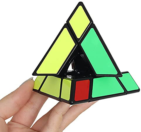 Oostifun Gobus 3x3 SengSou Hollow Desigh Pyramide Pyraminx Dreieck Zauberwürfel Geschwindigkeit Puzzle Würfel Spielzeug Schwarz mit einem Würfelständer