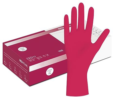 Herrmann Rote Nitrilhandschuhe | S - 100 Stück - Rot - Latexfrei | Nitril Einweghandschuh Einzelhandschuhe in praktischer Spenderbox | Ideal für Hygienebereiche - wie Lebensmittelbranche, Kosmetik