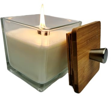 Wachsfresser Kerzenfresser Schmelzlicht WOWOCON®|10x10x10cm|Outdoor Indoor Glas Kerzen wiederbefüllbar lange Brenndauer Feuer mit Dauerdocht zum Wachs und Kerzenreste schmelzen