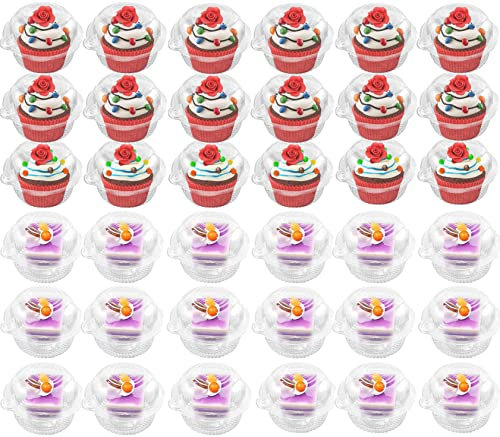 Lostwry 100 Stück Cupcake-Behälter, Cupcake-Halter Muffin-Behälter transparent für Party-Kuchen, Muffins, Eis-Dessert-Becher, Obstsalat Geburtstagsparty, Backen, Hochzeit