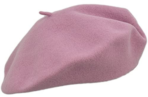 MELEGARI Baskenmütze für Damen, 100 % Wolle, Roma Beret, hergestellt in Italien, Altrosa 52, One size