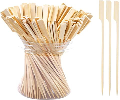 Lot de 50 brochettes à kebab en bambou naturel durable et sûr pour barbecue - Pour barbecue, seekh, kebabs, canapé, buffet, kofta, viande, fruits, fête (19 cm, bois)