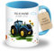 LOOXIS Mug personnalisée pour enfants avec nom, texte et motif - 325ml, céramique, différentes couleurs - Idée cadeau garçon, fille, rentrée scolaire, maternelle - Bleu, Tracteur