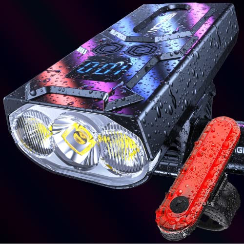 Luces Bici victagen 8000 Lumen para Ciclismo Nocturno, Faros de Bicicleta/Bicicleta LED Ultra Brillantes 3, Recargables con Luces de Carretera y de Haz bajo Tipo c, Luces traseras gratuitas