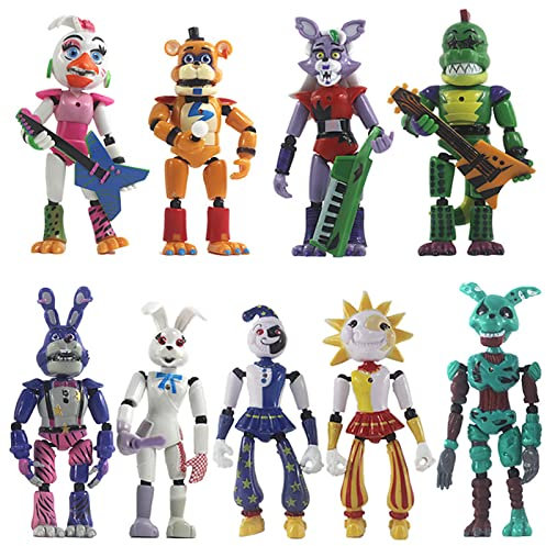 Ukisisi Five Night at Freddy Figures, FNAF Action Figure Set, Security Breach Action Figure Toy, Action Figure Collectible Toy Set Lights Joints Movable, Toys Dolls