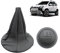 Konuooer Schaltknauf Schaltmanschette + Grauer Farbknopf + Haltering Getriebe Schaltstiefel Kunstleder Schaltgetriebe Passend für Fiat Panda / 500 500C