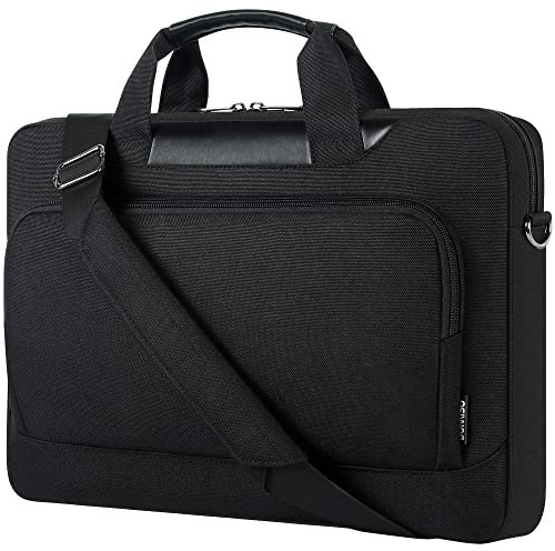 DOMISO 15-15.6 Pulgadas Funda Portatil Maletin Hombre Portatil con Correa para El Hombro para Lenovo ThinkPad/ASUS ZenBook/HP/DELL Precision/LG gram,Negro