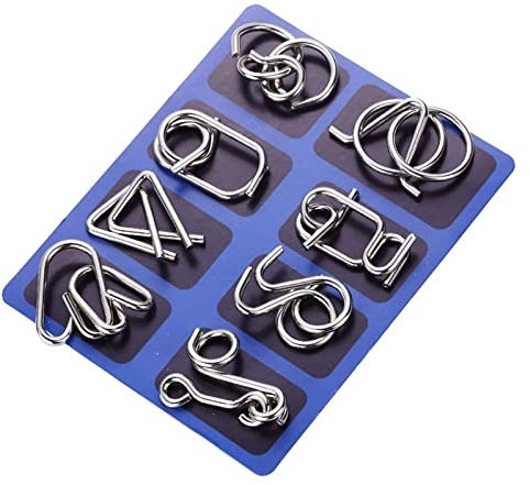 JasCherry Casse Tête en Métal Set Ensemble de 8 Pièces Logique Jouet de Puzzle en Fer Metalique pour Adulte Casse Tete Jouets pour des Enfants et des Adolescents #01