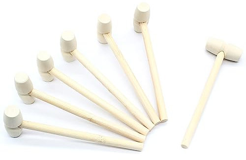 Litoexpe 12pcs Mini Wooden Hammers Mallets for Seafood, Shellfish, Chocolate, Kids Toys (Wood)