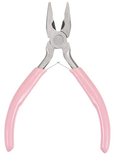 sourcing map Mini Pliers 4.5 Inch Combination Precision Pliers with Pink Plastic Handle for DIY Crafts Jewelry Making