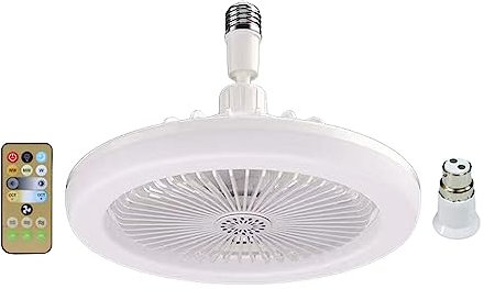 kowaku Deckenventilatoren mit Lichtern, dimmbare LED-Beleuchtung, Deckenventilatoren, 30 W, E27, energiesparende LED mit Fernbedienung für Esszimmer, Weißer Stil B