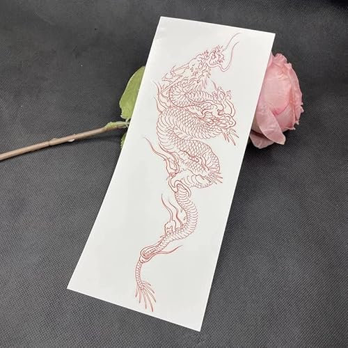 Tatouage temporaire étanche ， Tatouages ​​​​temporaires, 1 Feuille Autocollant de Tatouage Temporaire Dragon Rouge Hommes Femmes Bras Body Art Imperméable Faux Tatouage Applique Tatouage Grande Taille