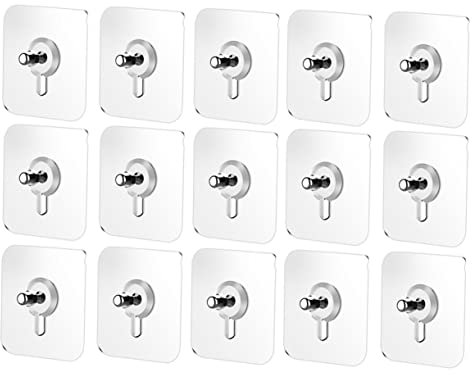 Levemolo 15pièces Auto-adhésifs Transparent De Patères Murales Non-trace Avec Vis Pour Cuisine Salle De Bain Et Décorations Murales