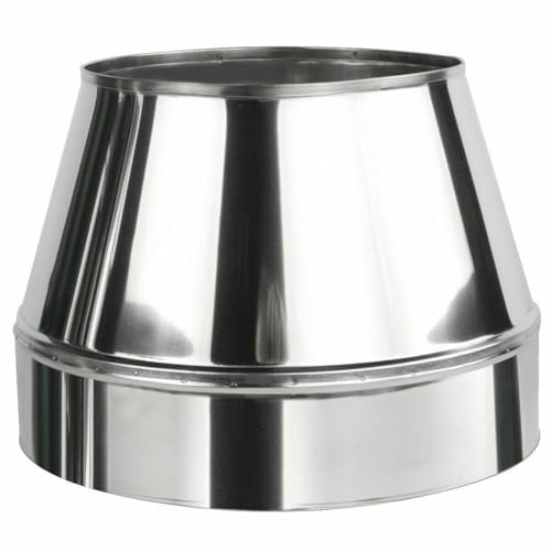 Edelstahl Mündungsabschluss Abströmhaube für Kaminrohr Ofenrohr Doppelwandiges Rohr Rauchrohr Schornstein Abgasrohr Doppelwandig Isoliert Wandstärke 0,6mm (120/180mm, Mündungsabschluss)