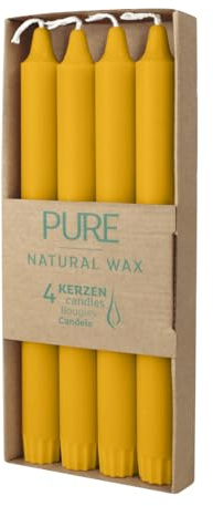 luterna 100% PURE, NATURAL WAX, Stabkerze, Natur, WENZEL, 250/23 mm, Brenndauer ca. 10h, 100% plastikfreie Verpackung