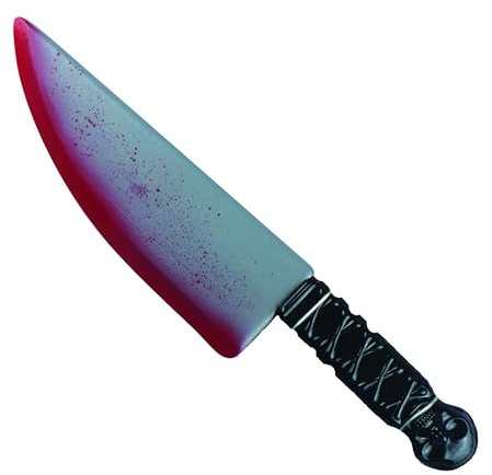 Lizzy Large Bloody Chef Knife 38cm | Halloween Fake Knife Prop with Blood Splatter | Butcher Kitchen Knife Costume Accessory for Trick or Treat, Scary Pranks & Fancy Dress Parties