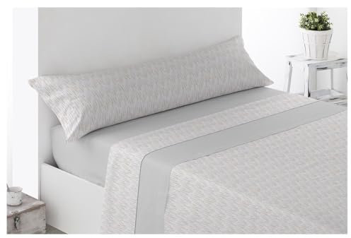 Acomoda Textil – Juego de Sábanas Térmicas de Pirineo. Sábanas de Invierno Tejido Polar para Cama Individual y Matrimonio, 3 Piezas Ropa de Cama Ajustable, Cálida y Suave. (Pinatar Gris, 135 cm)