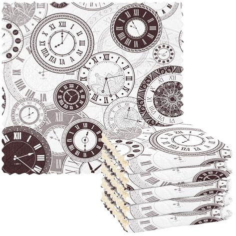 Mnsruu Paños de limpieza de microfibra Clock Gear Paños de cocina reutilizables industriales para lavar 6 paños suecos de microfibra toallas de limpieza lavables plumero trapos paño para el hogar