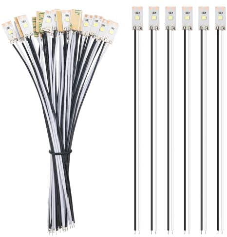 YIXISI 25 Stücke 17mm VorDrahtete LED Streifen, 12-18V, Weiß, Modellbau Led Beleuchtung, Outdoor, Steckbar, Flexibel, Linear