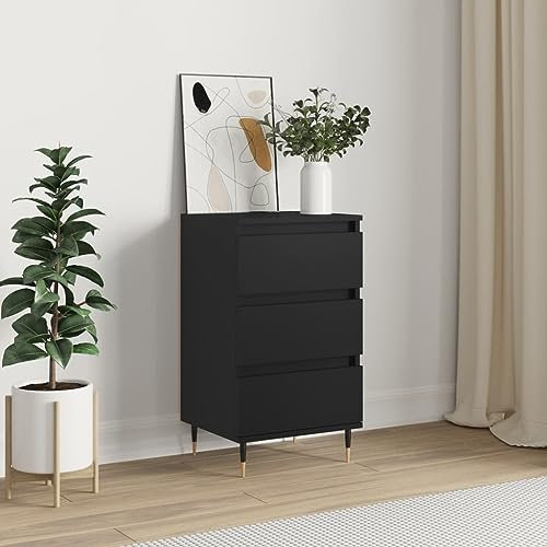 Higsose Sideboard Schwarz 40x35x70 cm Holzwerkstoff Sideboard Schlafzimmer Kommode Schubladen Comoden Schrank Chest of Drawer Kleider Kommode Buffet Flurschrank
