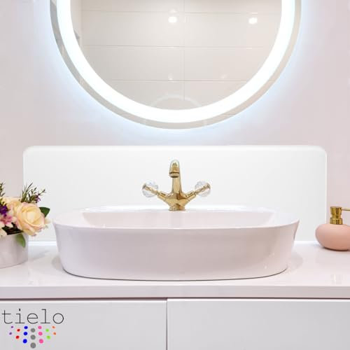 TIELO Bathroom Sink Splashback Backsplash Wall Protector Self Adhesive 60x25CM (White)