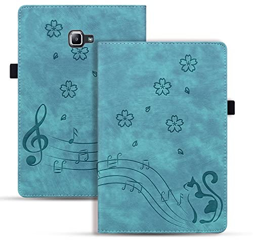 TEDTIKJT Funda para Tableta Samsung Galaxy Tab A 10,1 2016 (SM-T580/T585) Carcasa Cuero PU Flip Cover con Ranura Tarjetas y Función de Soporte Carcasa Protectora Galaxy Tab A 10,1 2016, Negro Gato